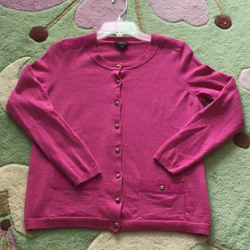 Talbots merino wool cardigan with metal knot buttons